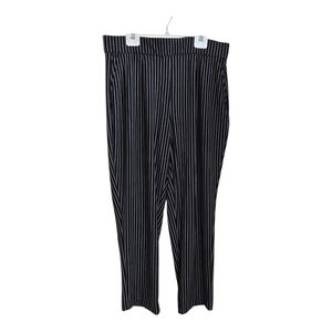Hilary Radley Black and White Striped Straight Leg Pants With Pockets Size L